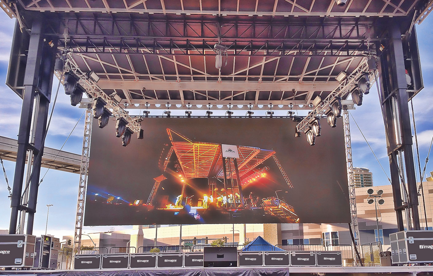 photo of concert stage with giant led video wall